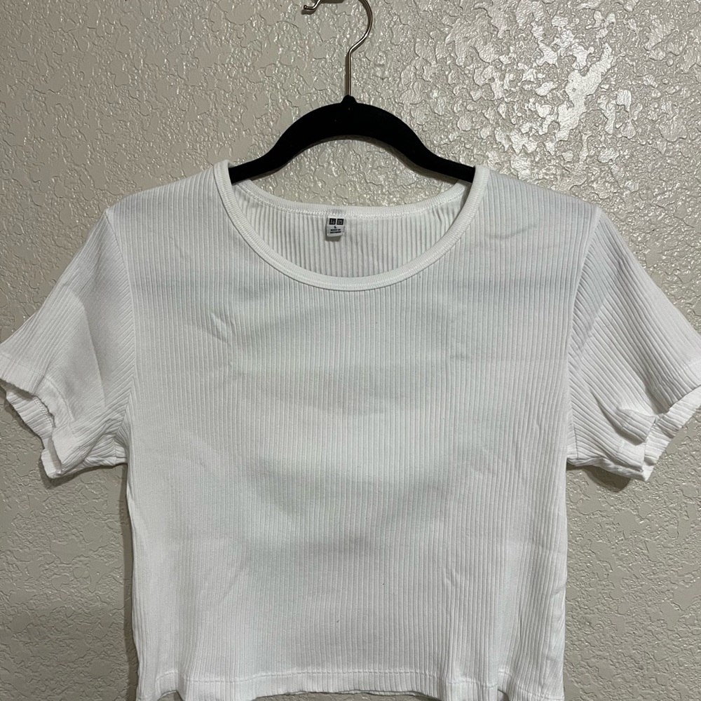 Classic White Ribbed Women's Cropped Top